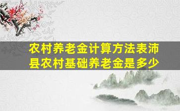 农村养老金计算方法表沛县农村基础养老金是多少