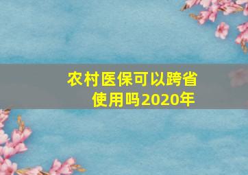 农村医保可以跨省使用吗2020年