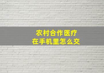 农村合作医疗在手机里怎么交