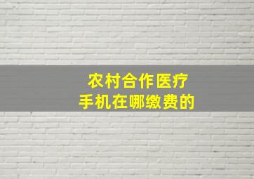 农村合作医疗手机在哪缴费的