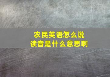 农民英语怎么说读音是什么意思啊