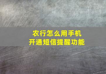 农行怎么用手机开通短信提醒功能