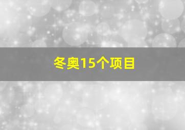 冬奥15个项目