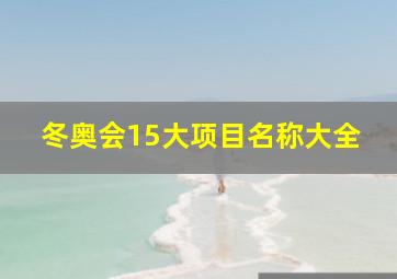 冬奥会15大项目名称大全