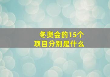 冬奥会的15个项目分别是什么