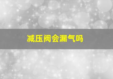 减压阀会漏气吗