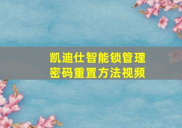 凯迪仕智能锁管理密码重置方法视频