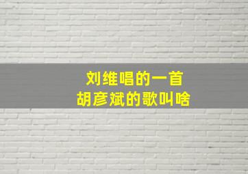 刘维唱的一首胡彦斌的歌叫啥