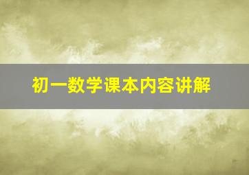 初一数学课本内容讲解