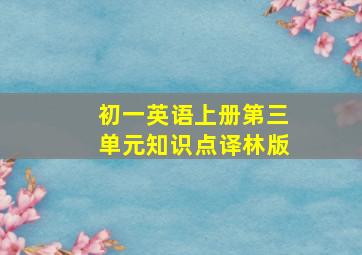 初一英语上册第三单元知识点译林版