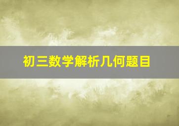 初三数学解析几何题目