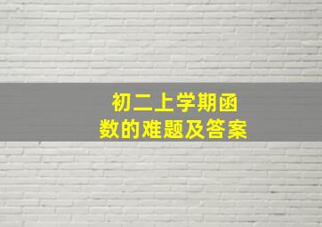 初二上学期函数的难题及答案