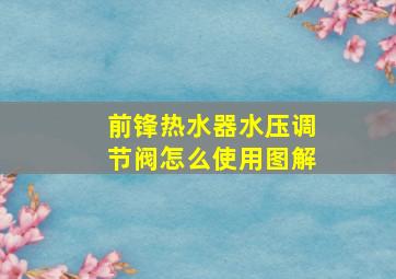 前锋热水器水压调节阀怎么使用图解