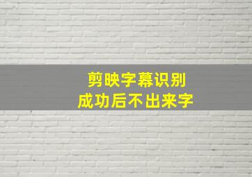 剪映字幕识别成功后不出来字