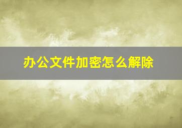 办公文件加密怎么解除