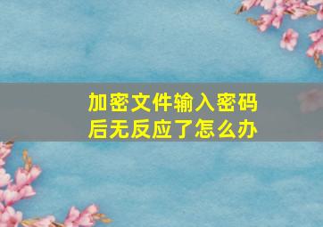 加密文件输入密码后无反应了怎么办