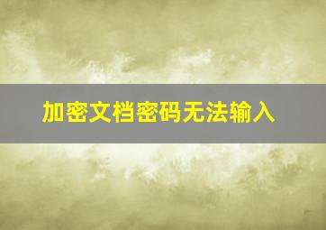 加密文档密码无法输入