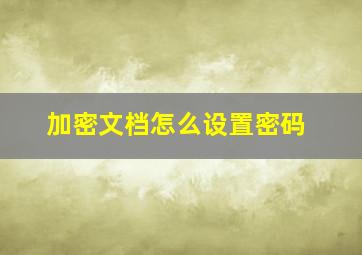 加密文档怎么设置密码