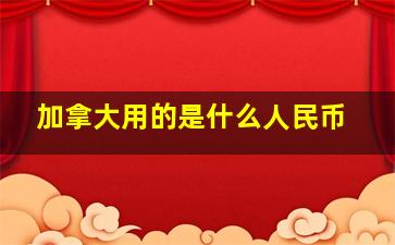 加拿大用的是什么人民币