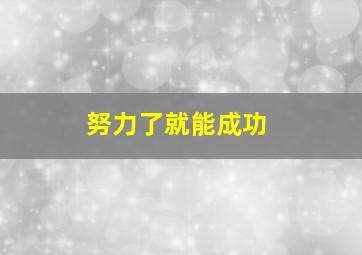 努力了就能成功