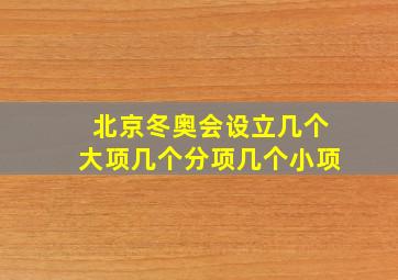 北京冬奥会设立几个大项几个分项几个小项