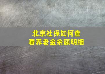 北京社保如何查看养老金余额明细