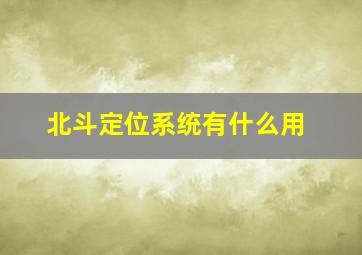 北斗定位系统有什么用