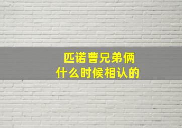 匹诺曹兄弟俩什么时候相认的