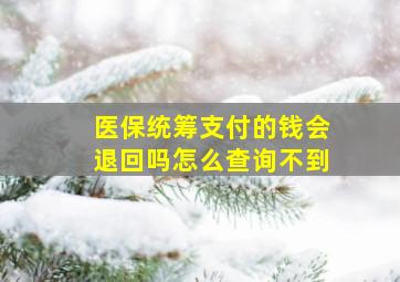 医保统筹支付的钱会退回吗怎么查询不到