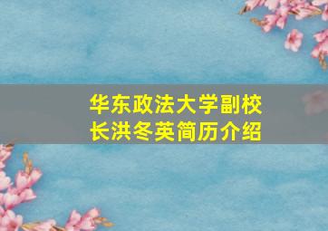 华东政法大学副校长洪冬英简历介绍