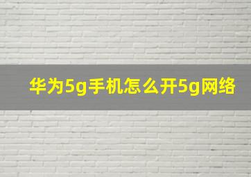 华为5g手机怎么开5g网络