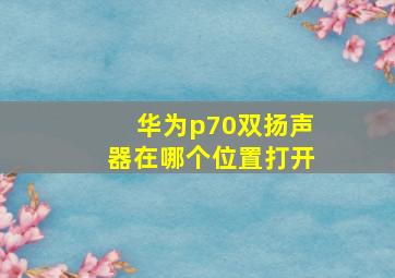 华为p70双扬声器在哪个位置打开