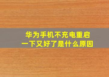 华为手机不充电重启一下又好了是什么原因