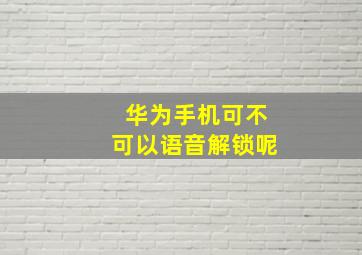 华为手机可不可以语音解锁呢