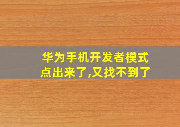 华为手机开发者模式点出来了,又找不到了