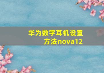 华为数字耳机设置方法nova12