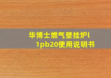 华博士燃气壁挂炉l1pb20使用说明书