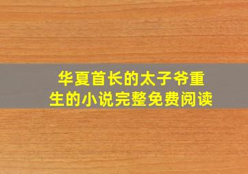 华夏首长的太子爷重生的小说完整免费阅读