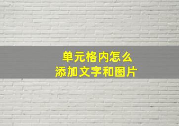 单元格内怎么添加文字和图片