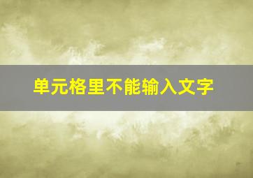 单元格里不能输入文字