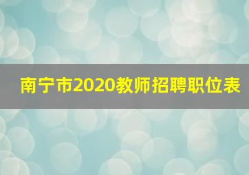 南宁市2020教师招聘职位表