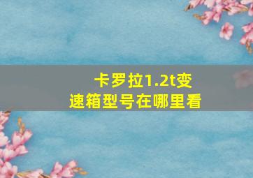 卡罗拉1.2t变速箱型号在哪里看