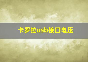 卡罗拉usb接口电压