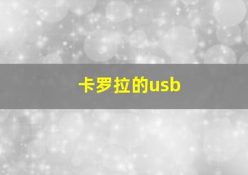 卡罗拉的usb