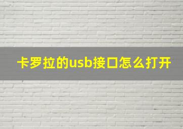 卡罗拉的usb接口怎么打开