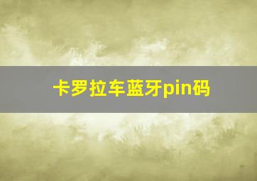 卡罗拉车蓝牙pin码