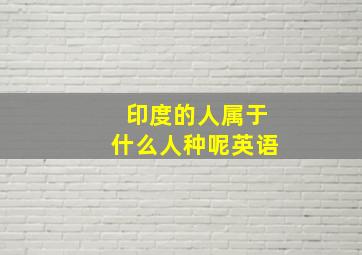 印度的人属于什么人种呢英语