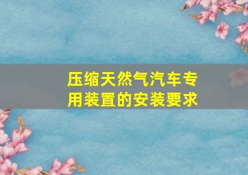 压缩天然气汽车专用装置的安装要求