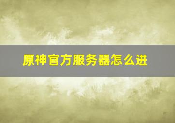 原神官方服务器怎么进