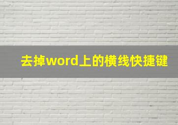 去掉word上的横线快捷键